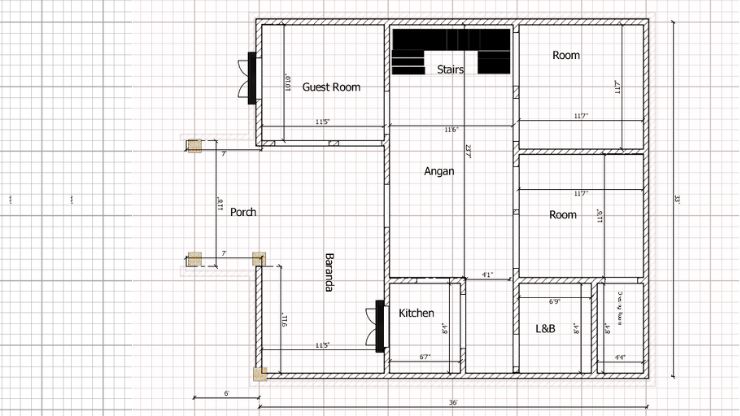 33x44 House Plan East Facing