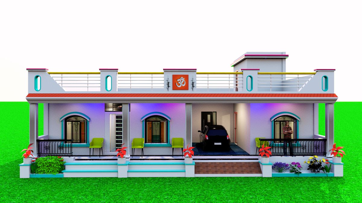 6 room house design in village