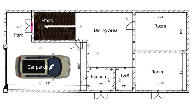 18 x 40 house plan with car parking | 18×40 house plan 2bhk - Small ...