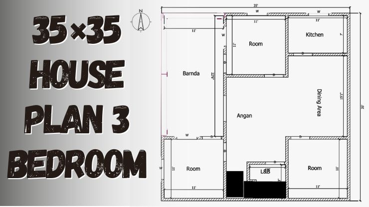 35×35 house plan 2D