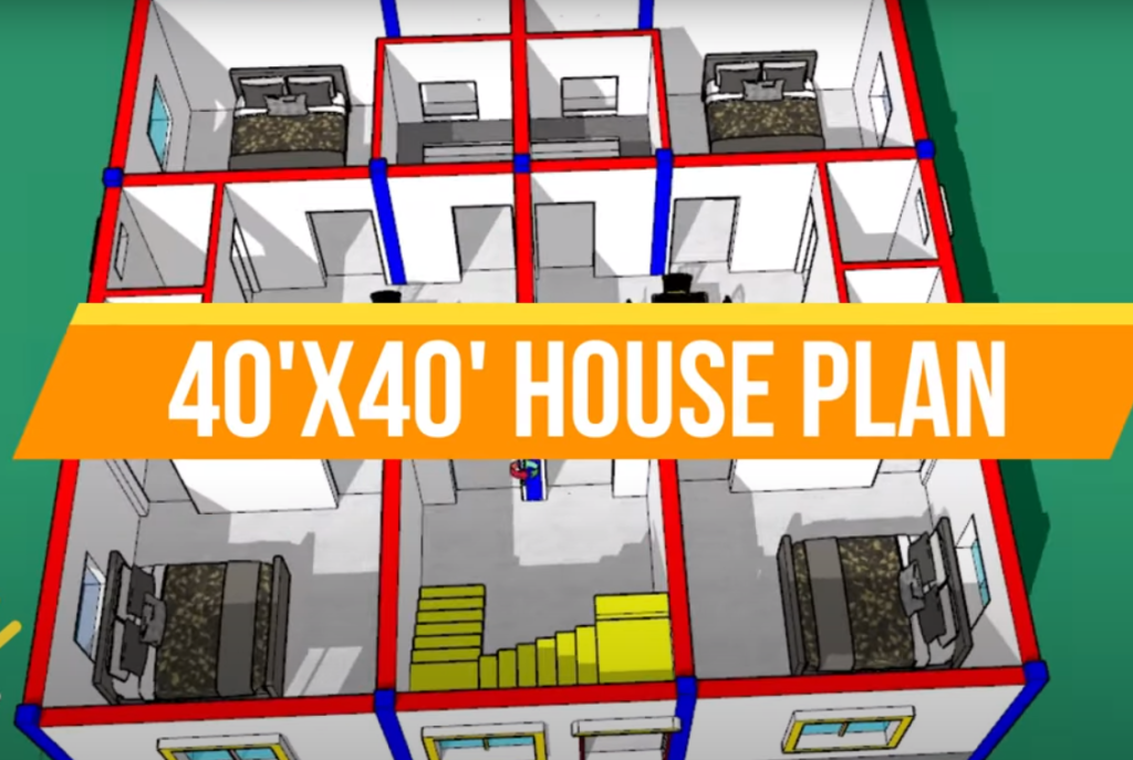 40x40 house plan 4 bedroom