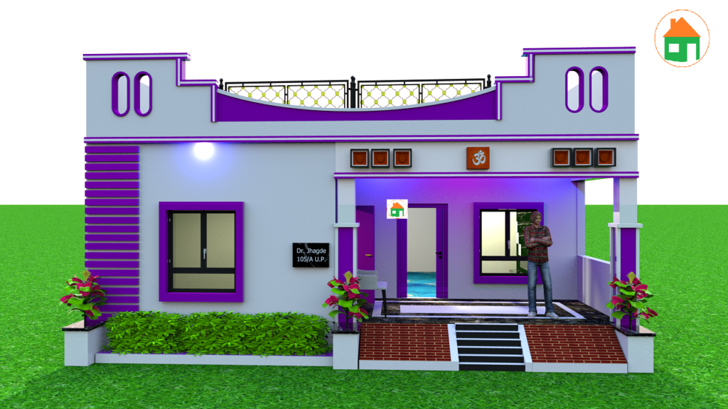 1 floor house design in village