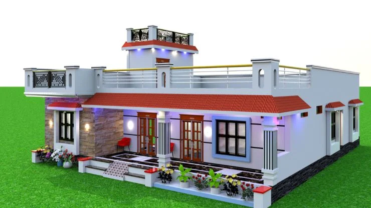 3 bhk house design in village